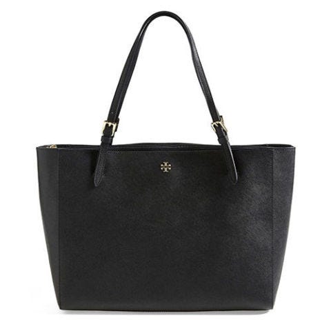 the tote bag black leather