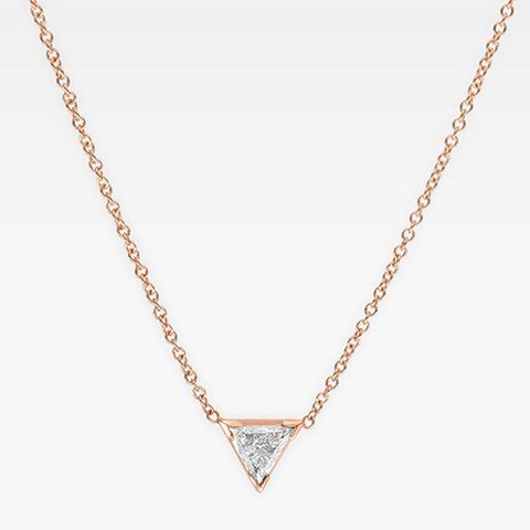 vrai and oro trillion diamond pendant necklace in rose gold