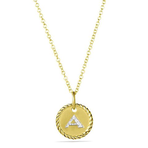 david yurman cable classics gold and diamond initial medallion pendant