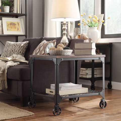 Tribecca Home Nelson Rectangle Industrial Modern Rustic End Table