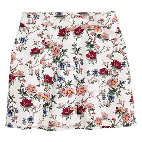 h&m floral print white a-line skirt