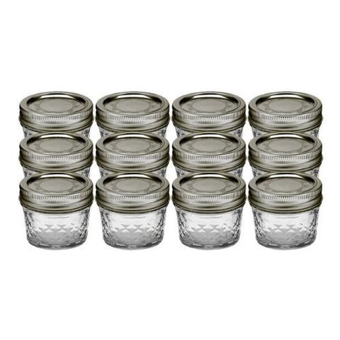 Ball 4-Ounce Quilted Crystal Jelly Jars with Lids and Bands
