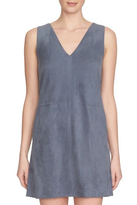1state faux suede shift dress in blue mist