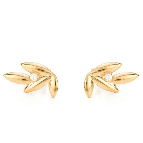 mejuri olive branch gold and cubic zirconia stud earrings