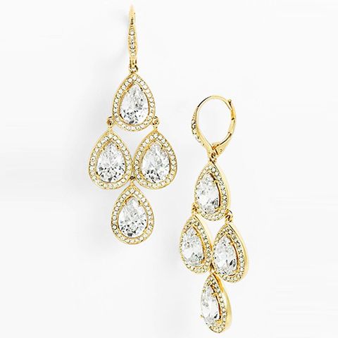 nadri gold and cubic zirconia chandelier earrings
