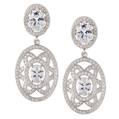 fantasia by deserio crystal floral oval drop earrings