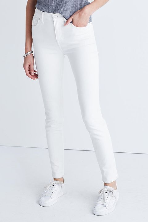 high rise white ripped jeans