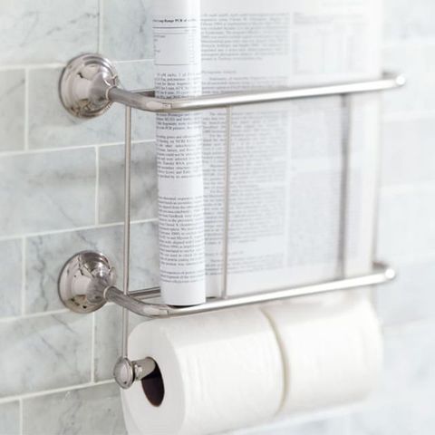 InterDesign Forma Free Standing Toilet Paper Holder and Newspaper and Magazine Rack for Bathroom Matte Black 27867 