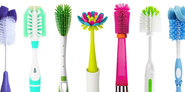 Travel Bottle Brush Set with Stand, Portable Baby Bottle Cleaning Kit  Includes Nipple Brush and Straw Cleaner Brush (Blue) 