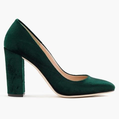 emerald green block heel shoes
