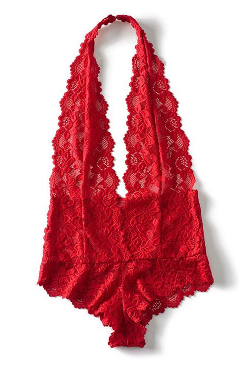 adore me red lace plunging teddy