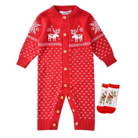 15+ Best Baby Christmas Outfits For 2018 - Baby Boy & Girl Christmas Baby Christmas Outfit Reindeer Sweater Onesie - 15+ Best Baby Christmas Outfits For 2018 - Baby Boy & Girl Christmas