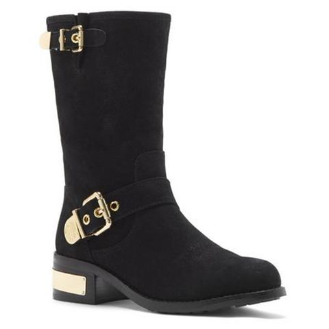 vince camuto winchel black and gold moto boots