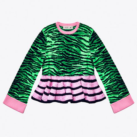 kenzo hm tiger print top green and pink