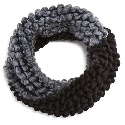 echo roving hills snood scarf in black and gray