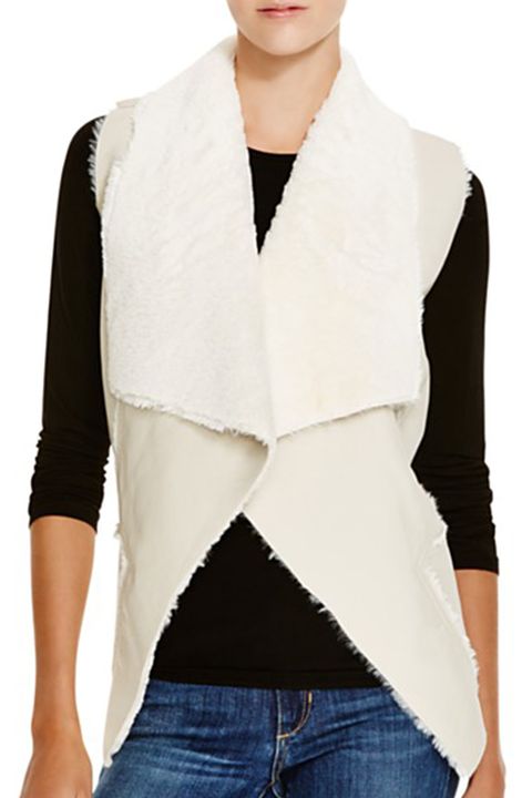 blank nyc faux shearling lined vest in beige
