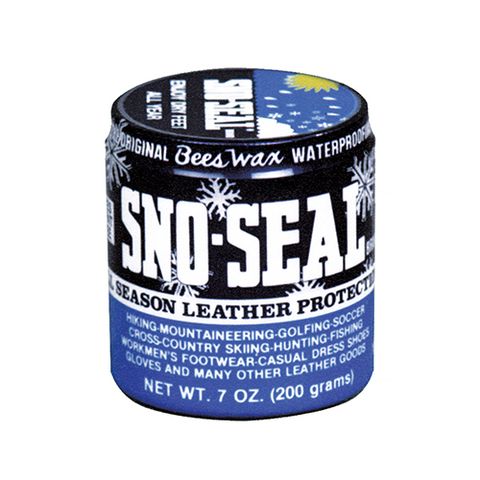 <p><strong data-redactor-tag="strong" data-verified="redactor"><em data-redactor-tag="em" data-verified="redactor">Sno-Seal, from $3</em></strong> <a href="https://www.amazon.com/Atsko-Sno-Seal-Original-Waterproofing-Protector/dp/B00O9OA01W?tag=bp_links-20" target="_blank" class="slide-buy--button" data-tracking-id="recirc-text-link">BUY NOW</a></p>

<p>Beeswax is the best base for a leather waterproofer because it will not go rancid or stain your shoes. It conditions the leather and creates a barrier so you can walk confidently in slushy snow. It will darken the shade of brown leather a bit, creating a much more saturated and rich color, but it won't impact black leather much except to make it look newer and less faded. We recommend purchasing the 4-ounce jar because it comes with an applicator. </p>