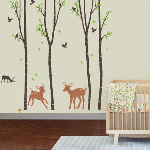 Large Wall Vinyl Tree Forest Decal Birch Woodland Nursery Sticker