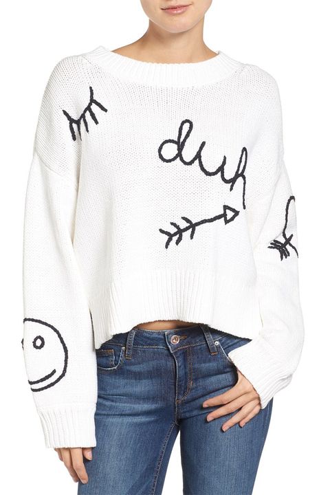 wildfox duh oversized cropped white sweater