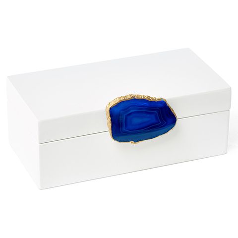 Mapleton Drive Medium White Box With Blue Agate Knob