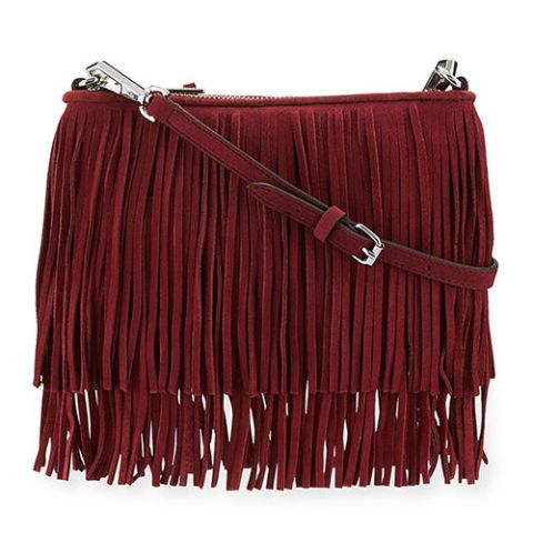 Crescent Chain Designer Crossbody Bag: Red Fringe Handbag – Thale