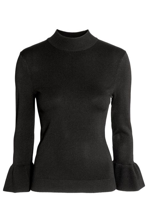 h&m flared sleeve black sweater