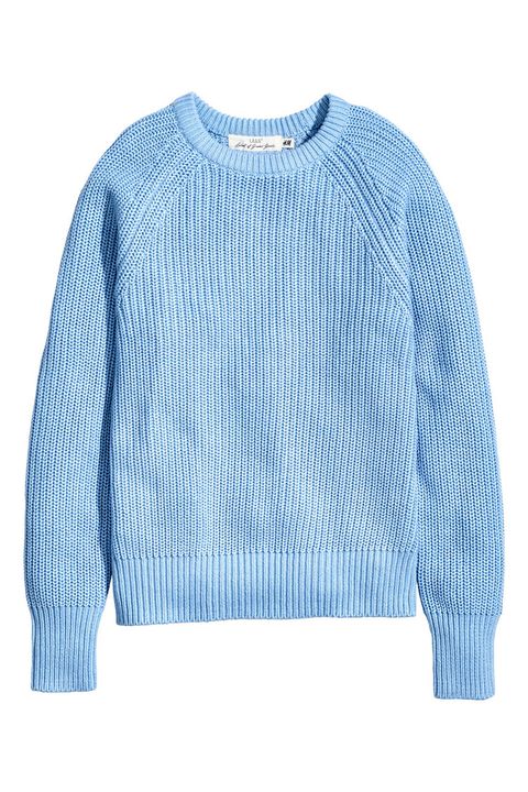 h&m blue cotton blend sweater