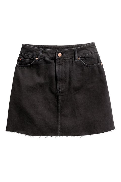 h&m black denim short skirt