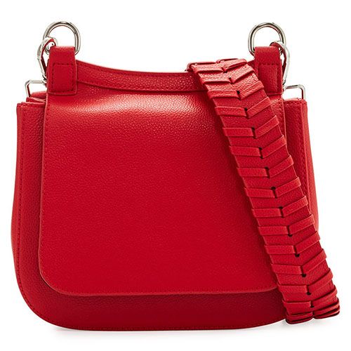 red leather messenger bag