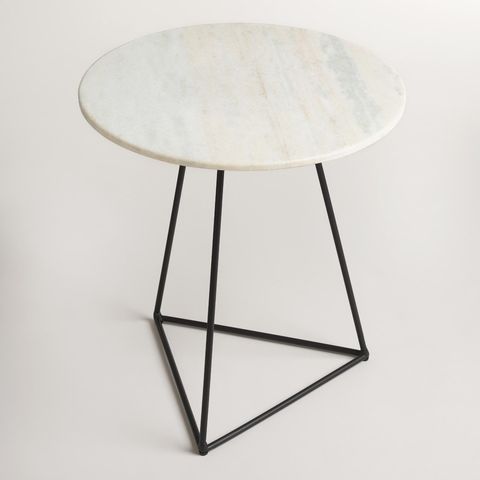 World Market White Marble and Metal Round Accent Table
