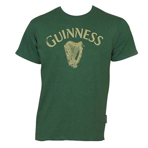 Guinness Men's Green Distressed Harp T-Shirt