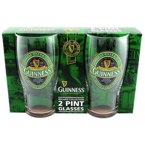 Guinness Green Collection Pint Glasses 16 ounce Set of 2 Beer