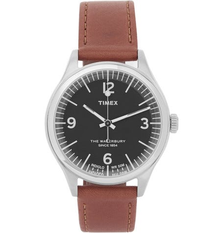 1. Jahrestag: Uhren - Modern Timex Waterbury Edelstahl- und Lederuhr