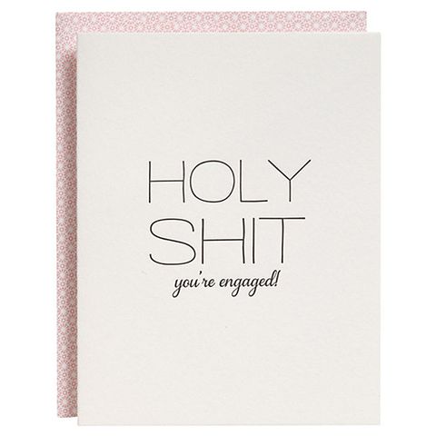 paper source holy shit you're engaged greeting card