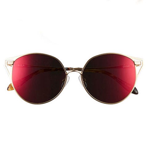 red mirrored round sunglasses