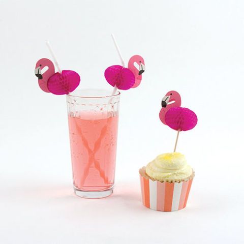 Party Partners Design Pink Flamingo Decorative Cocktail Drinking Straws