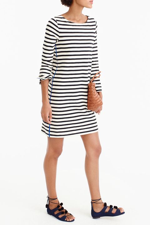 j. crew striped t-shirt dress in black and white
