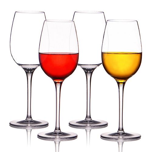 Wisolt Pack of 4 Unbreakable Reusable Shatterproof Stemless Red White Wine Glass Tumblers Cup for Indoor and Outdoor Parties 16 oz / 450 ml Plastic Wine Glasses Crystal Clear 