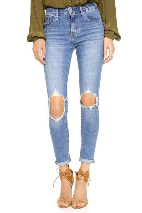 levi's 721 high rise distressed skinny jeans
