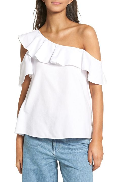 madewell one shoulder white top