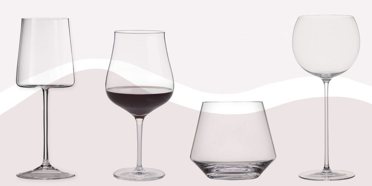 Hand-Blown Bordeaux Red Wine Glasses - Set of 6, 18 Ounce - Red