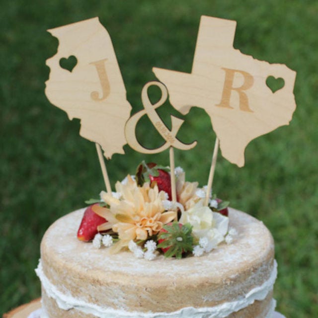 Wedding Pros Rustic Wooden States Cake Topper Wedding Pros Rustic Wooden States Cake Topper