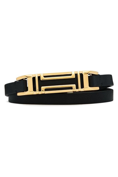 tory burch fitbit leather wrap bracelet black and gold