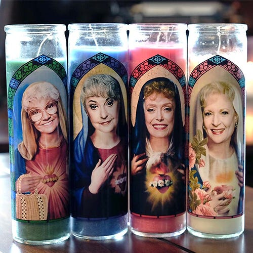 <p><strong data-redactor-tag="strong" data-verified="redactor"><em data-redactor-tag="em" data-verified="redactor">Golden Girls Prayer Candles by TheEternalFlame<br>$40</em></strong> <a href="https://www.etsy.com/listing/263352641/golden-girls-prayer-candles-set-of-4?" target="_blank" class="slide-buy--button" data-tracking-id="recirc-text-link">BUY NOW</a></p><p>Because sometimes you just need a little guidance!&nbsp;</p>