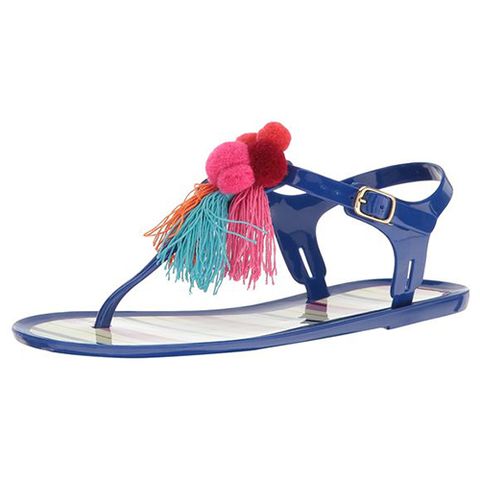 kate spade blue pompom jelly sandals