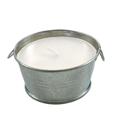 Patio Companion 4.5 oz. Outdoor Citronella Galvanized White Wax Tub Candle