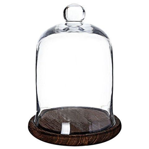 Patisserie Cake Dome Server 29cm with Acacia Wooden Base Footed Stand