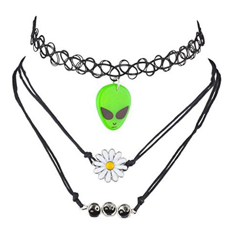 <p><strong data-redactor-tag="strong" data-verified="redactor"><em data-redactor-tag="em" data-verified="redactor">$9</em></strong> <a href="https://www.amazon.com/Lux-Accessories-Hippie-Novelty-Choker/dp/B01KP48ANY/?tag=bp_links-20" target="_blank" class="slide-buy--button" data-tracking-id="recirc-text-link">BUY NOW</a></p><p>This necklace is basically like killing four '90s birds with one stone. Between the choker, the alien, the daisy, and the yin-yangs, you might just explode and morph into the puddle from <em data-redactor-tag="em" data-verified="redactor">Alex Mack.</em></p><p><span class="redactor-invisible-space" data-verified="redactor" data-redactor-tag="span" data-redactor-class="redactor-invisible-space"><strong data-redactor-tag="strong" data-verified="redactor">More:&nbsp;</strong><a href="http://www.bestproducts.com/fashion/accessories/g101/choker-necklaces-we-love/" target="_blank" data-tracking-id="recirc-text-link">9 Choker Necklaces to Channel Your Inner Cher Horowitz</a></span></p>