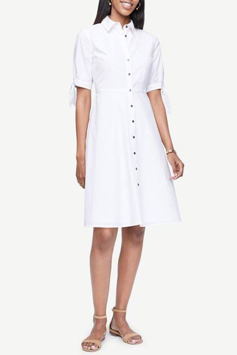 white maxi shirtdress