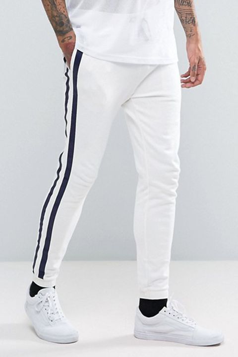 <p><strong data-redactor-tag="strong" data-verified="redactor"><em data-redactor-tag="em" data-verified="redactor">$40</em></strong> <a href="http://us.asos.com/asos/asos-skinny-joggers-with-taping-in-white/prd/7790439?iid=7790439&amp;clr=White&amp;SearchQuery=&amp;cid=14274&amp;pgesize=204&amp;pge=0&amp;totalstyles=413&amp;gridsize=3&amp;gridrow=15&amp;gridcolumn=2" target="_blank" class="slide-buy--button" data-tracking-id="recirc-text-link">BUY NOW</a></p><p>To keep your street style on the right track, try out ASOS' tapered white track bottoms for a lean&nbsp;look. These skinny white joggers have the comfort and stretch of a track bottom, but keep your look tight and fresh with a tailored fit. They pair perfectly with an oversized jacket or hoodie for a cool outfit proportion play.</p><p><strong data-redactor-tag="strong" data-verified="redactor">More:&nbsp;</strong><a href="http://www.bestproducts.com/mens-style/g1402/jackets-for-men/" target="_blank" data-tracking-id="recirc-text-link">Find the Right Men's Jacket to Beat the Heat in Style</a><span class="redactor-invisible-space" data-verified="redactor" data-redactor-tag="span" data-redactor-class="redactor-invisible-space"><a href="http://www.bestproducts.com/mens-style/g1402/jackets-for-men/"></a></span></p>